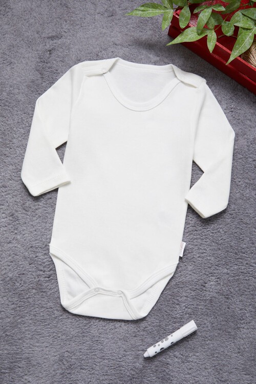 Unisex Uzun Kollu Çıtçıtlı Bebek Badi 14985