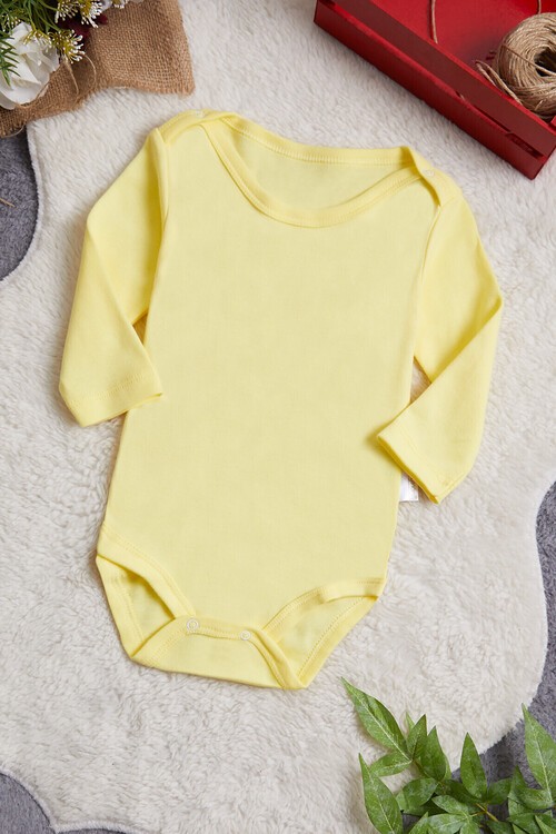 Unisex Uzun Kollu Çıtçıtlı Bebek Badi 14985