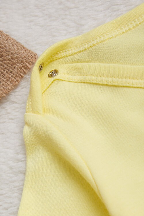 Unisex Uzun Kollu Çıtçıtlı bebek Badi 14669