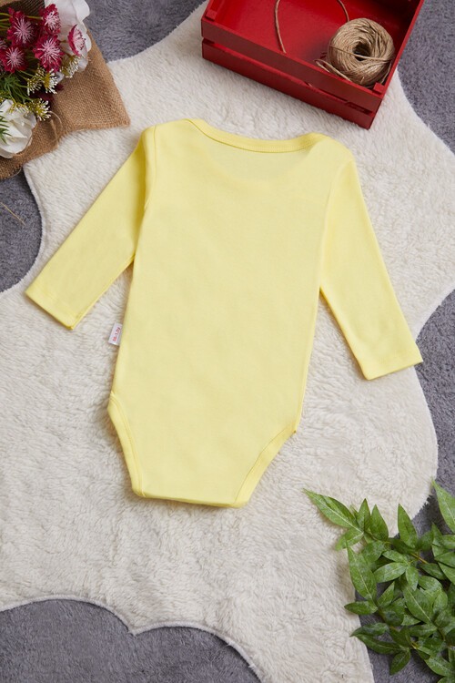 Unisex Uzun Kollu Çıtçıtlı bebek Badi 14669