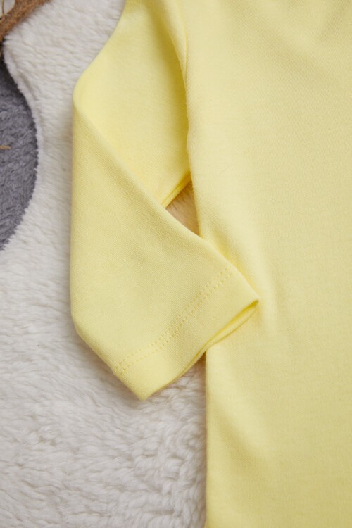 Unisex Uzun Kollu Çıtçıtlı bebek Badi 14669