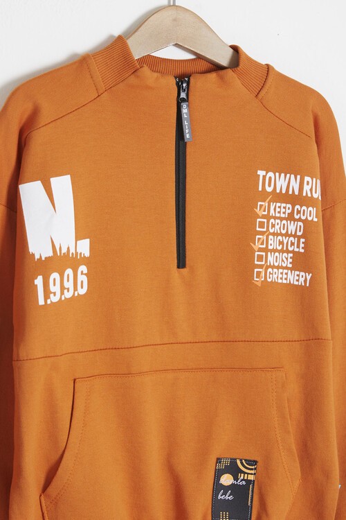 Yazı Baskılı Fermuarlı Yaka Erkek Çocuk Eşofman Takımı 14994