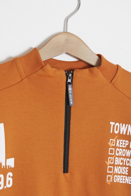 Yazı Baskılı Fermuarlı Yaka Erkek Çocuk Eşofman Takımı 14994