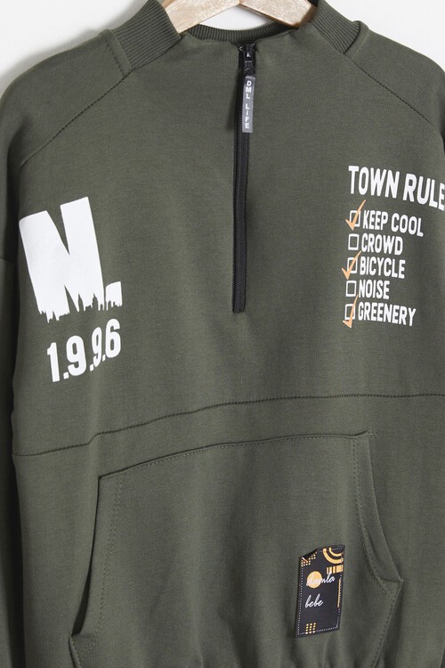 Yazı Baskılı Fermuarlı Yaka Erkek Çocuk Eşofman Takımı 14994