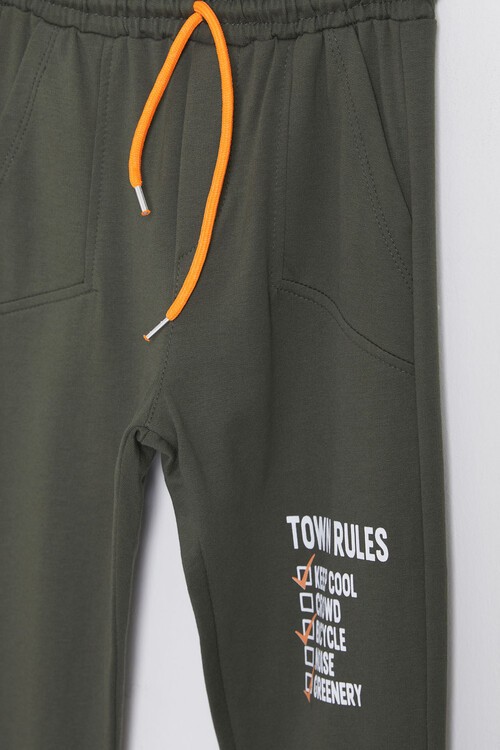 Yazı Baskılı Fermuarlı Yaka Erkek Çocuk Eşofman Takımı 14994