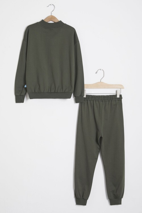 Yazı Baskılı Fermuarlı Yaka Erkek Çocuk Eşofman Takımı 14994