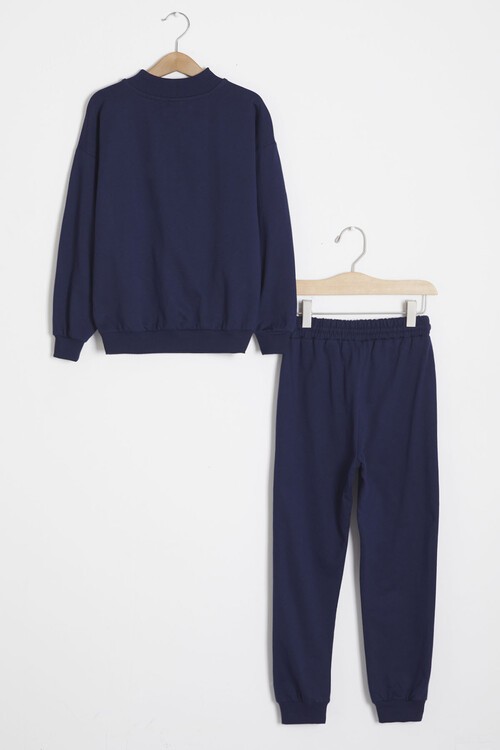 Yazı Baskılı Fermuarlı Yaka Erkek Çocuk Eşofman Takımı 14994