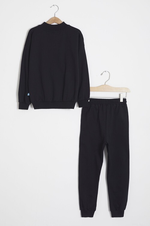 Yazı Baskılı Fermuarlı Yaka Erkek Çocuk Eşofman Takımı 14994