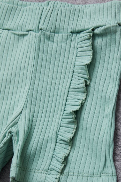 Yeşil Beautiful Yazılı Kız Çocuk Şortlu Takım 15349