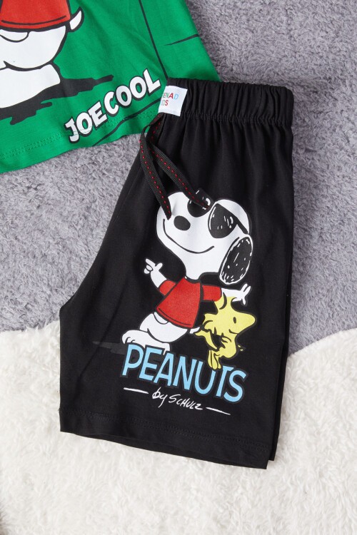 Yeşil Cool Karakter Baskılı Erkek Çocuk Şortlu Takım 15289