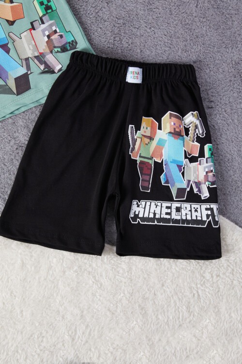 Yeşil Karakter Baskılı Erkek Çocuk Şortlu Takım 15279