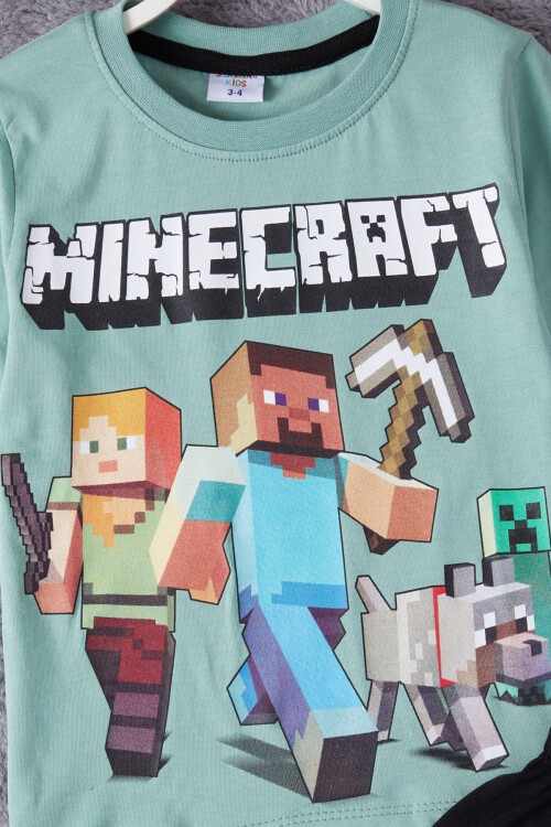 Yeşil Karakter Baskılı Erkek Çocuk Şortlu Takım 15279