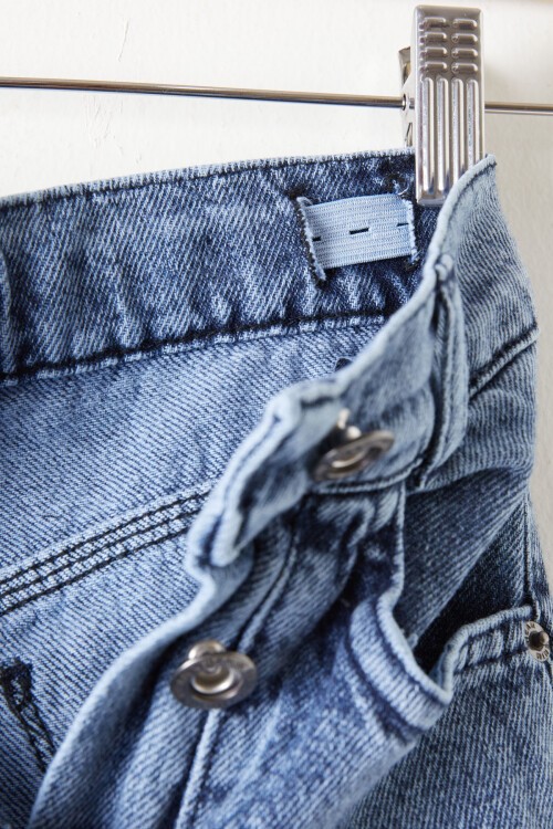 Açık Mavi Geniş Paça Yandan Patlı Kız Jean Pantolon 16202