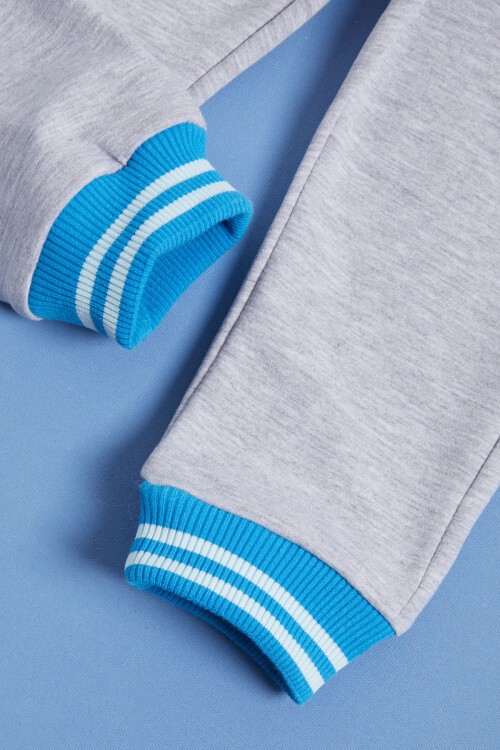 Gri Ayıcık Baskılı Kolej Ceketli Erkek Bebek Takım 16183