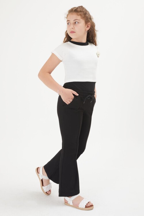 Beyaz Croplu Atletli Kız Çocuk 3lü Takım 16053