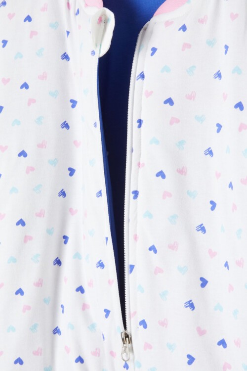 Beyaz Kalp Desenli Kız Çocuk Uyku Tulumu 16360