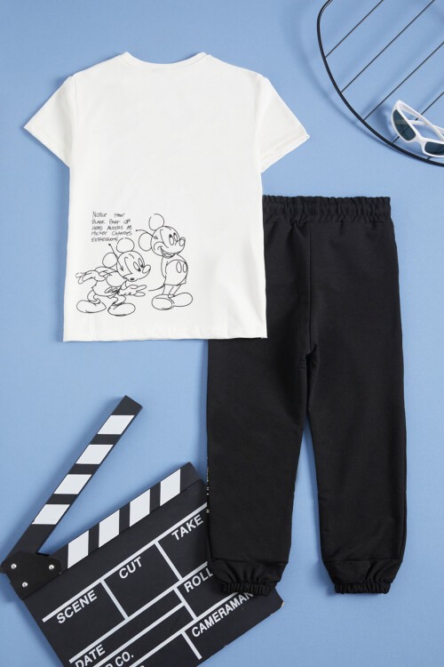 Beyaz Karakter Baskı Erkek Çocuk Alt Üst Takım 16039