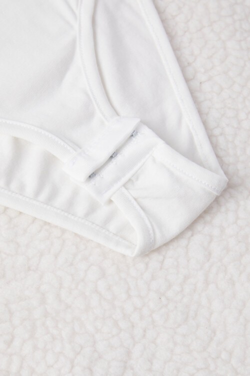 Beyaz Kolları Dantelli Kız bebek Çıtçıtlı Badi 15464