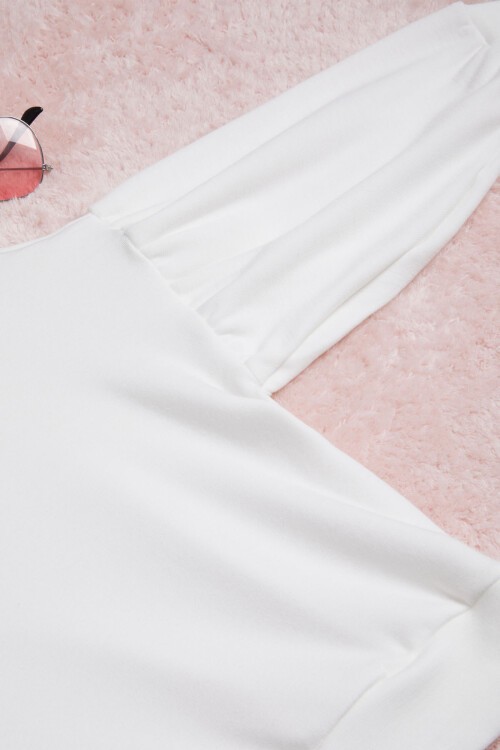 Beyaz Oversize Uzun Kollu Kız Çocuk Sweatshirt 16325