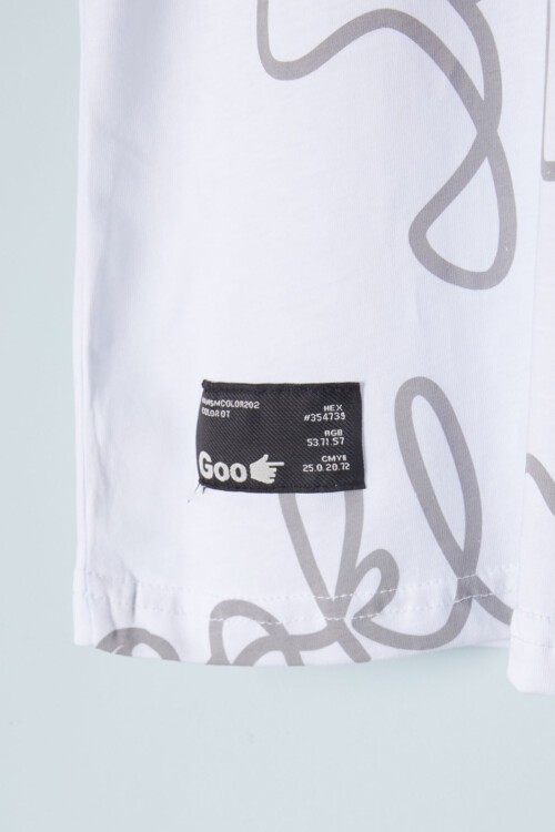 Beyaz Yazı Desenli Cepli Erkek Tişört 16081