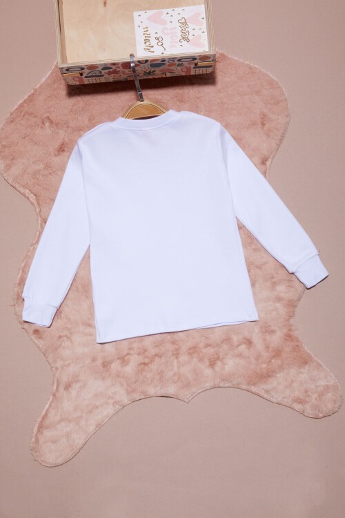 Beyaz Yazı Nakışlı Kız Çocuk Çıtçıtlı Sweatshirt 16418