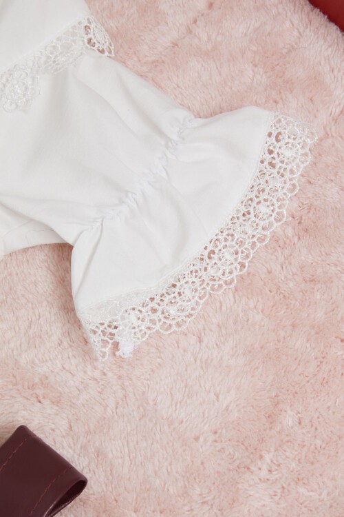 Bordo Deri Etekli Bluzlu Kız Çocuk Salopet Takım 15559