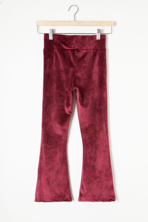 Bordo İspanyol Paça Kadife Tayt Kız Çocuk 16475