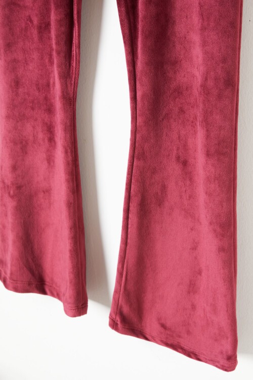 Bordo İspanyol Paça Kadife Tayt Kız Çocuk 16475