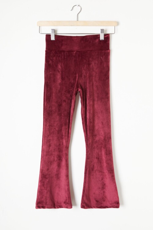 Bordo İspanyol Paça Kadife Tayt Kız Çocuk 16475