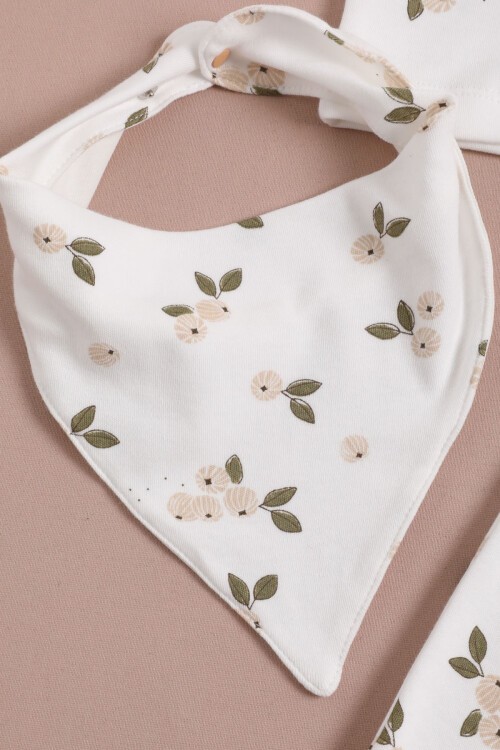 Çiçek Baskılı Patikli Kız Bebek Yenidoğan 5li Zıbın Set 16125