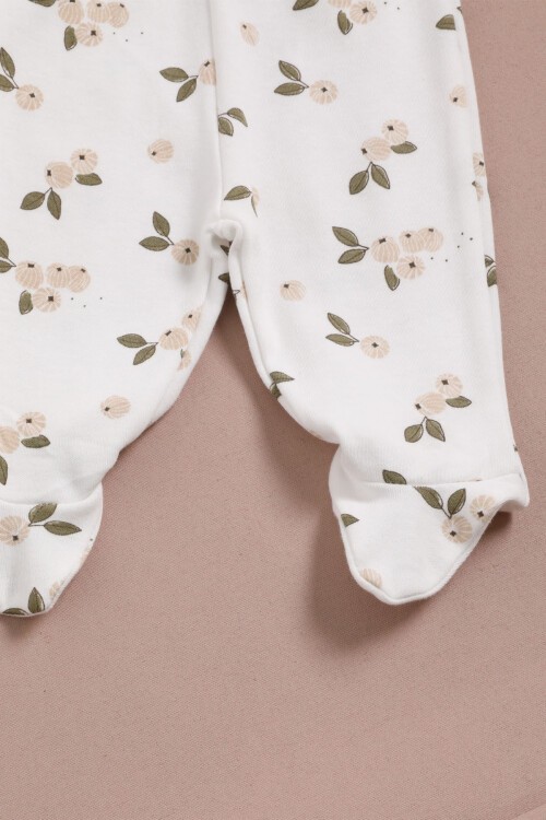 Çiçek Baskılı Patikli Kız Bebek Yenidoğan 5li Zıbın Set 16125