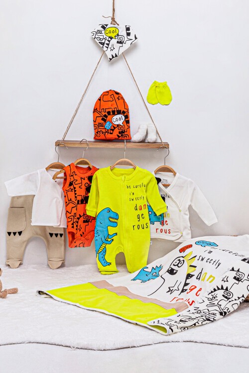 Dinozor Baskılı 10lu Bebek Hastane Çıkışı Seti  16567