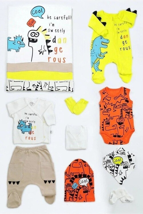 Dinozor Baskılı 10lu Bebek Hastane Çıkışı Seti  16567