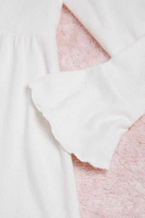 Ekru Balıkçı Yaka Kız Çocuk Yumoş Elbise 16323