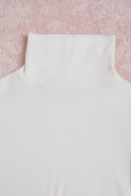 Ekru Balıkçı Yaka Kız Çocuk Yumoş Elbise 16323