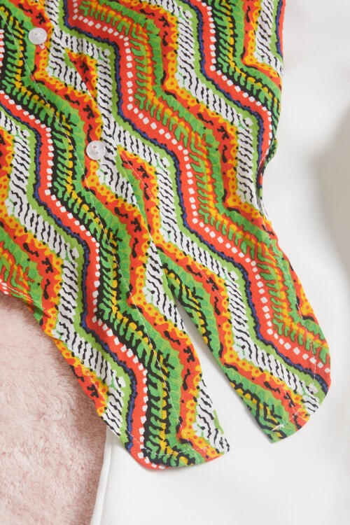 Ekru Desenli Gömlekli İspanyol Paça Pantolon Kız Takım 15601