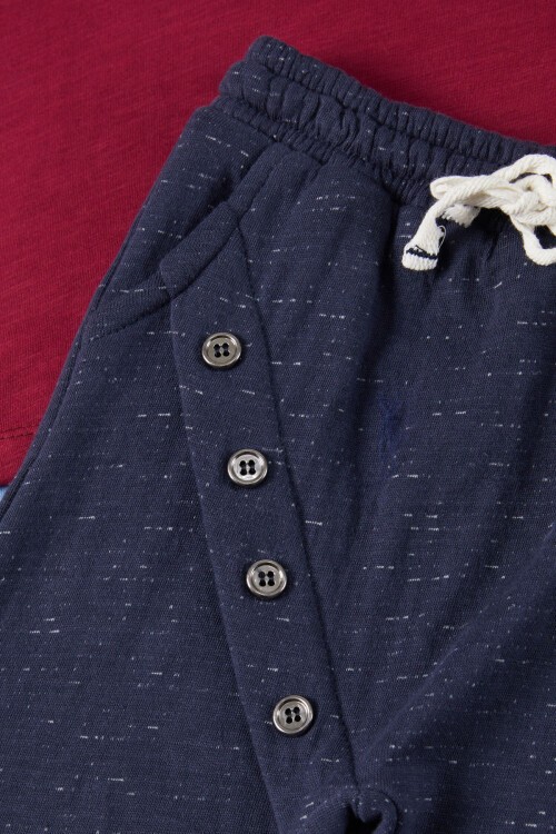 Erkek Bebek Bordo Cep Detaylı 6-36 Ay Şortlu Takım 1853