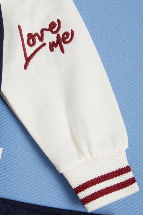 Erkek Bebek Lacivert Baskılı Kolej Ceketli Eşofman Takımı 3lü 16160