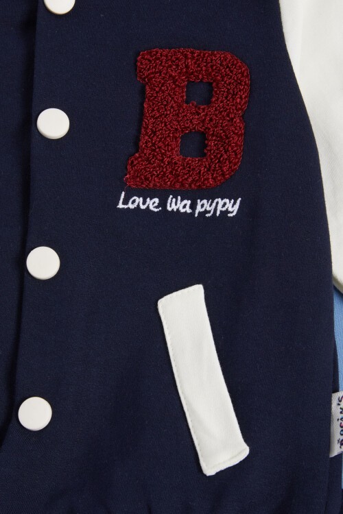 Erkek Bebek Lacivert Baskılı Kolej Ceketli Eşofman Takımı 3lü 16160