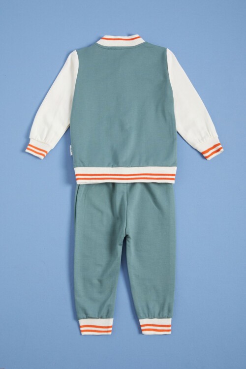 Erkek Bebek Yeşil Baskılı Kolej Ceketli Eşofman Takımı 3lü 16159