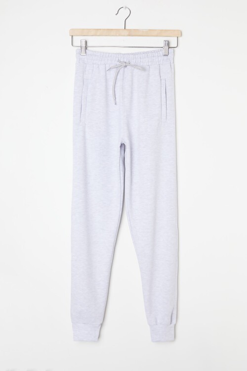 Erkek Çocuk Gri Beli Lastikli Fermuarlı Cep Okul  Eşofman Altı 16265