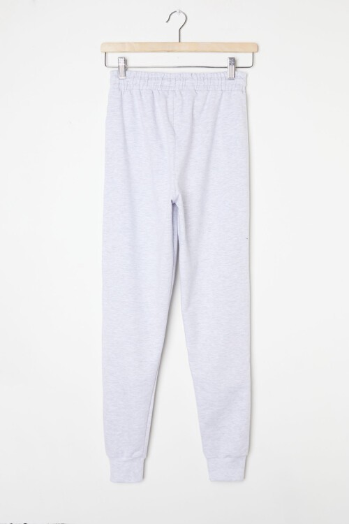 Kız Çocuk Gri Beli Lastikli Fermuarlı Cep Okul Eşofman Altı 16270