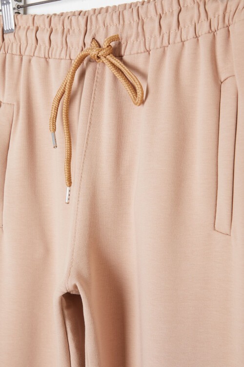 Erkek Çocuk Krem Beli Lastikli Fermuarlı Cep Okul  Eşofman Altı 16266