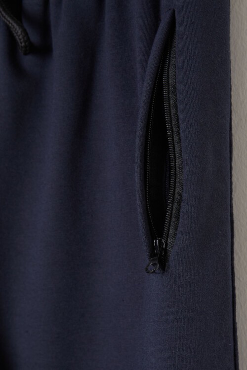 Erkek Çocuk Lacivert Beli Lastikli Fermuarlı Cep Okul  Eşofman Altı 16264