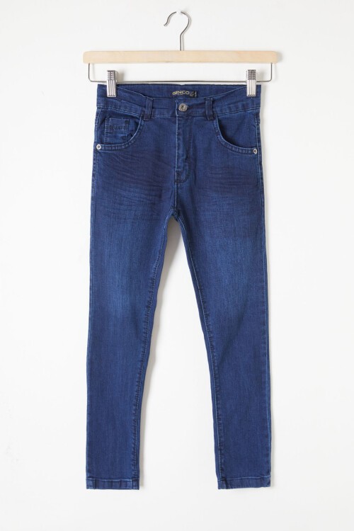 Erkek Çocuk Lacivert Eskitmeli Dar Paça Jean Pantolon 16175