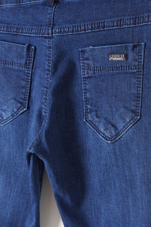 Erkek Çocuk Lacivert Eskitmeli Dar Paça Jean Pantolon 16175