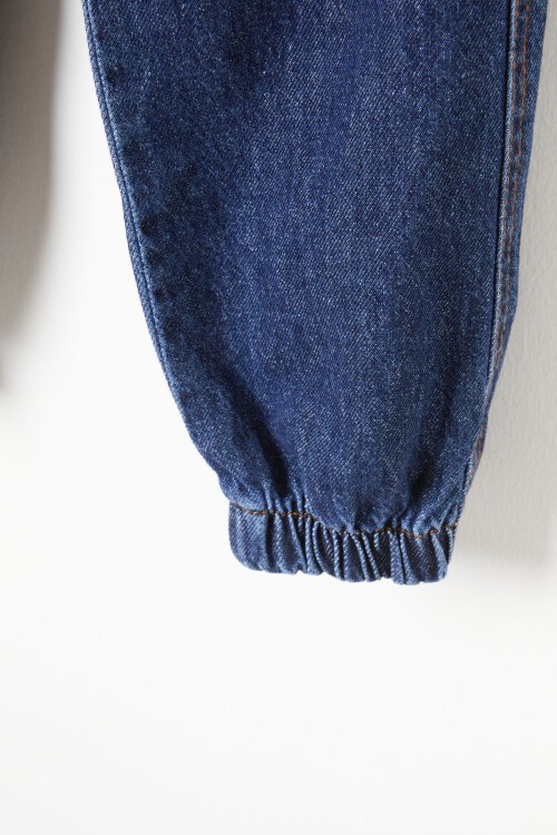 Erkek Çocuk Mavi Bel ve Paçası Lastikli Jean Pantolon 16413