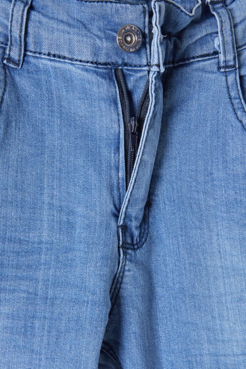 Erkek Çocuk Mavi Eskitmeli Dar Paça Jean Pantolon 16176