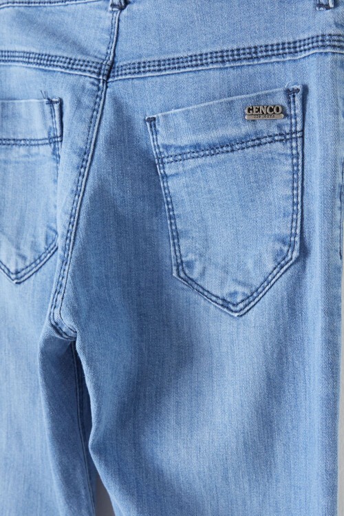 Erkek Çocuk Mavi Eskitmeli Dar Paça Jean Pantolon 16176