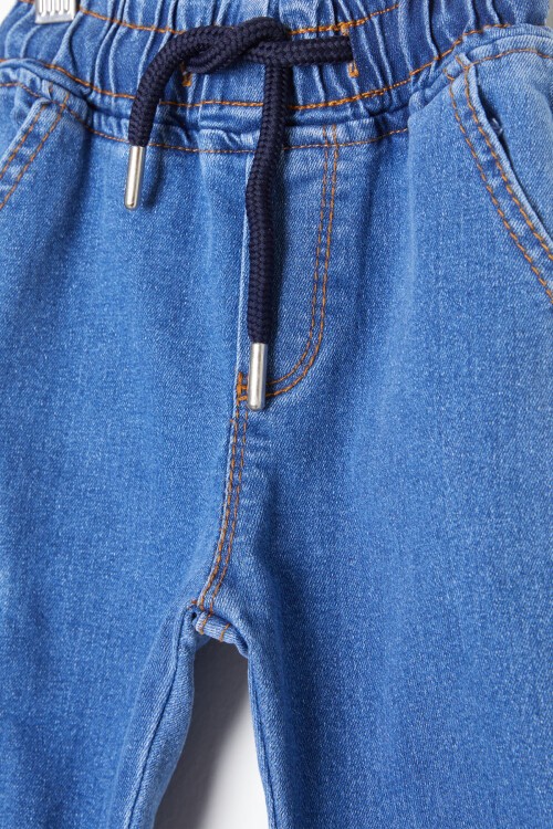 Erkek Çocuk Mavi Kargo Cepli Beli Lastikli Jean Pantolon 16225